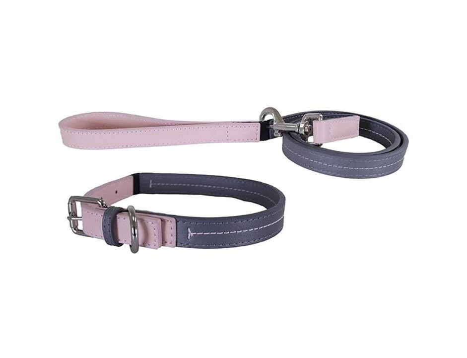 Rosewood Lederhalsbandrosa/graues 45-55cm 1 Rosewood Lederhalsbandrosa/graues 45-55cm