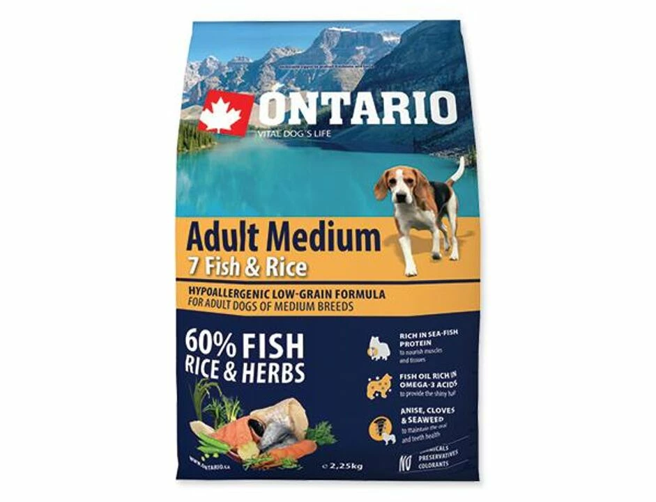 ONTARIO Adult Medium 7 Fish & Rice 2,25kg 1 ONTARIO Adult Medium 7 Fish & Rice 2,25kg